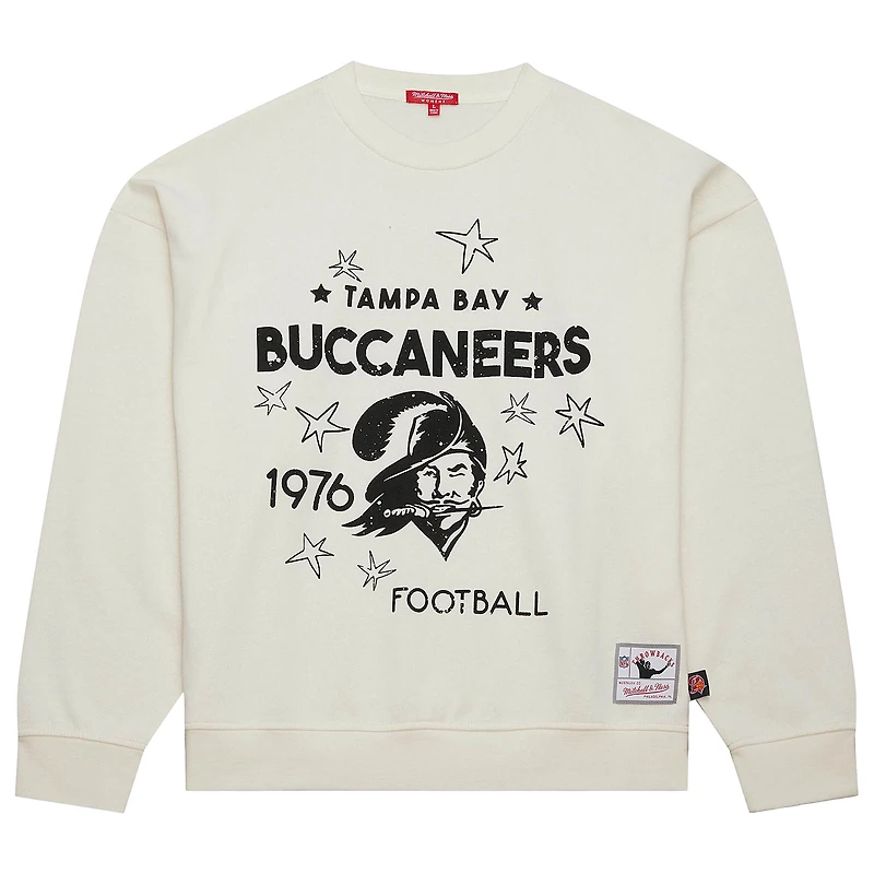 Women's Mitchell & Ness  Cream Tampa Bay Buccaneers Throwback Logo 3.0 Pullover Sweatshirt