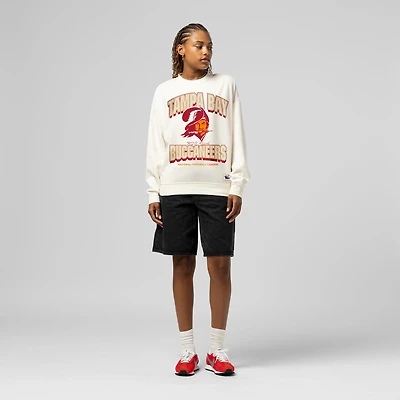 Sweat-shirt Mitchell & Ness crème Tampa Bay Buccaneers pour femme avec motif arches ton sur