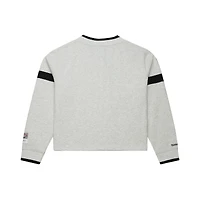 Sweat-shirt court à col en V gris Mitchell & Ness pour femme, Tampa Bay Buccaneers