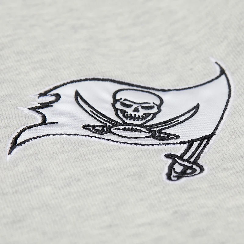 Sweat-shirt court à col en V gris Mitchell & Ness pour femme, Tampa Bay Buccaneers