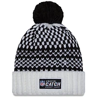 Bonnet en tricot à pompon à revers NFL Crucial Catch New Era pour femme, noir/blanc, Tampa Bay Buccaneers 2023