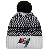 Bonnet en tricot à pompon à revers NFL Crucial Catch New Era pour femme, noir/blanc, Tampa Bay Buccaneers 2023