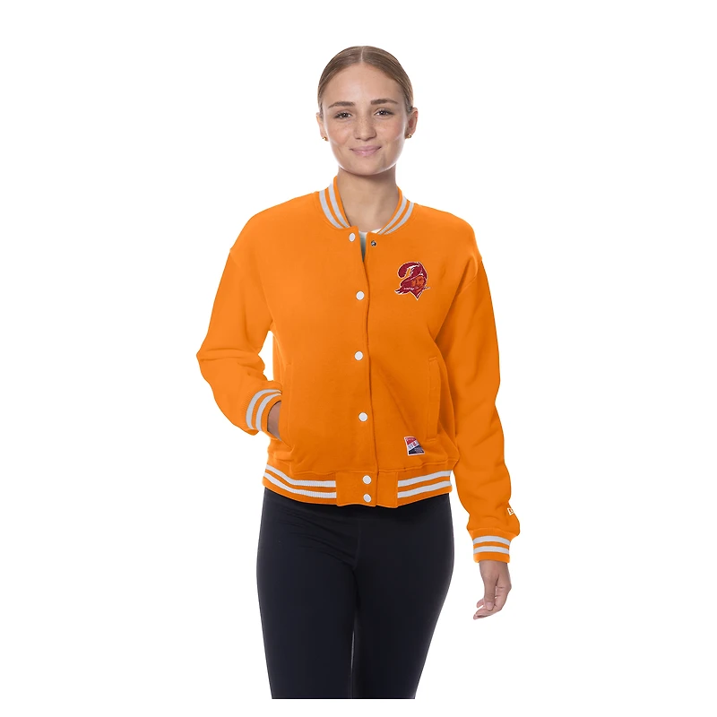 Women's New Era  Orange Tampa Bay Buccaneers Throwback Fleece Full-Snap Jacket