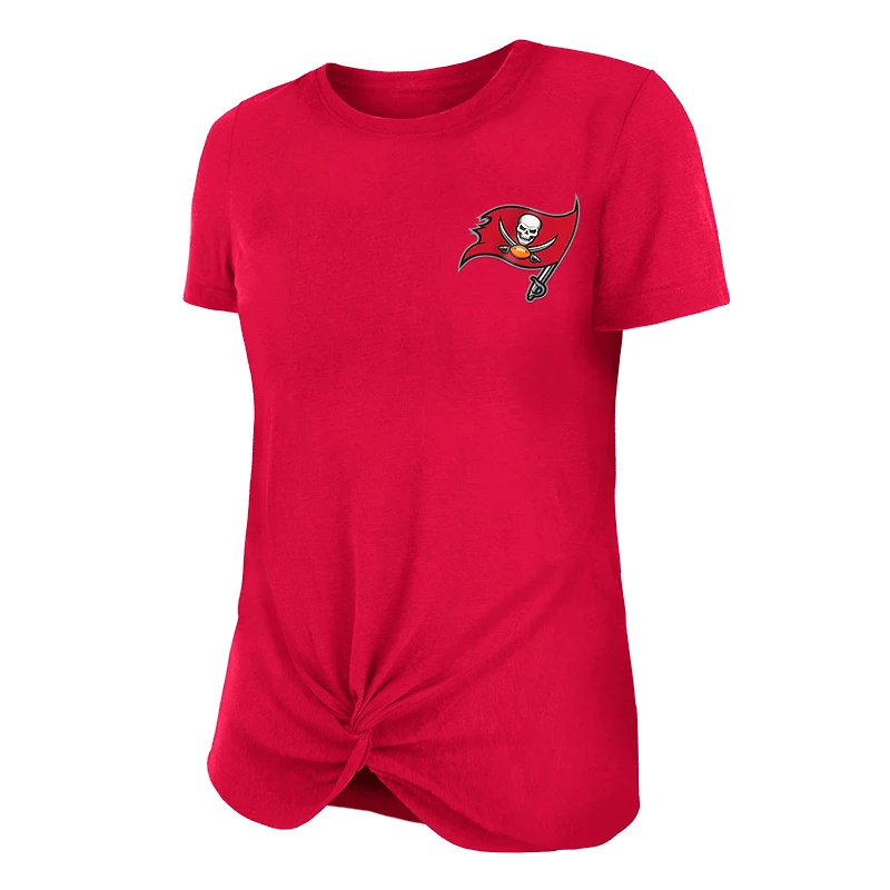 T-shirt athlétique flammé avec nœud sur le devant Tampa Bay Buccaneers New Era pour femme