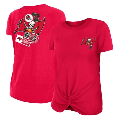 T-shirt athlétique flammé avec nœud sur le devant Tampa Bay Buccaneers New Era pour femme