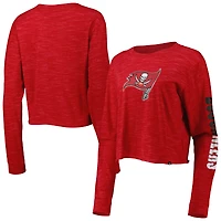 T-shirt court rouge à manches longues Tampa Bay Buccaneers New Era pour femme