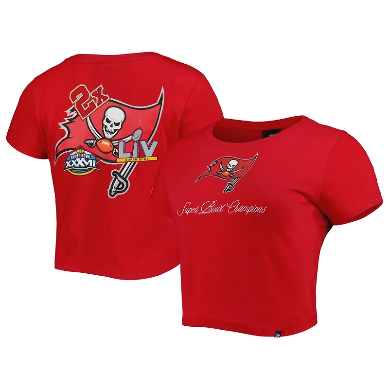 T-shirt New Era rouge Tampa Bay Buccaneers Historic Champs pour femme