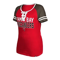 T-shirt rouge à lacets Tampa Bay Buccaneers New Era pour femme