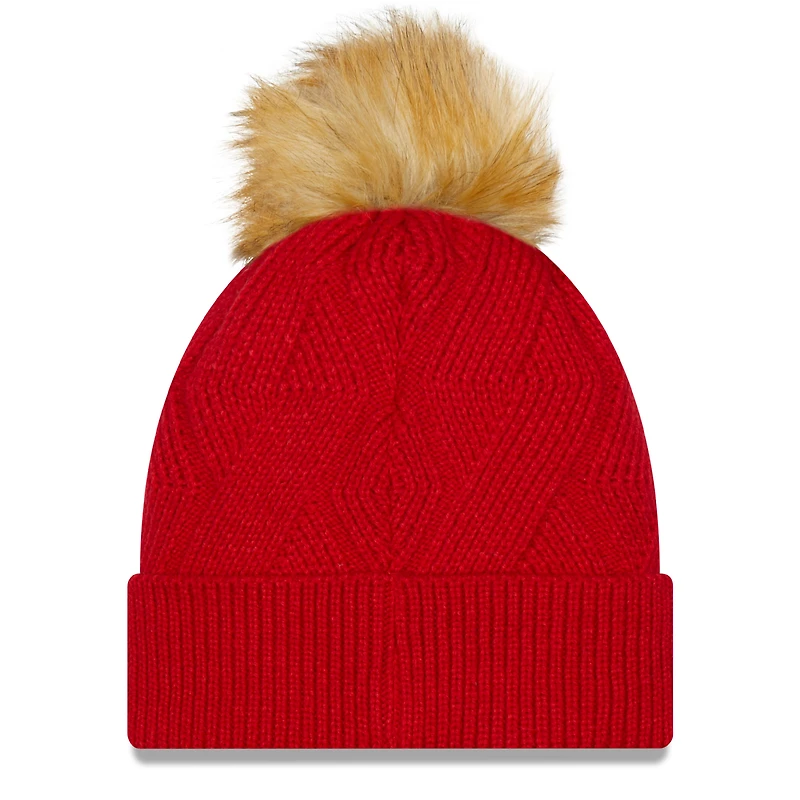 Women's New Era Red Tampa Bay Buccaneers Snowy Cuffed Knit Hat with Pom