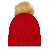 Women's New Era Red Tampa Bay Buccaneers Snowy Cuffed Knit Hat with Pom