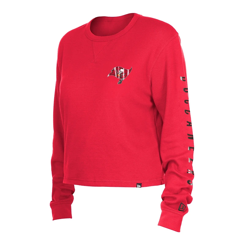 T-shirt court à manches longues thermique rouge Tampa Bay Buccaneers New Era pour femme
