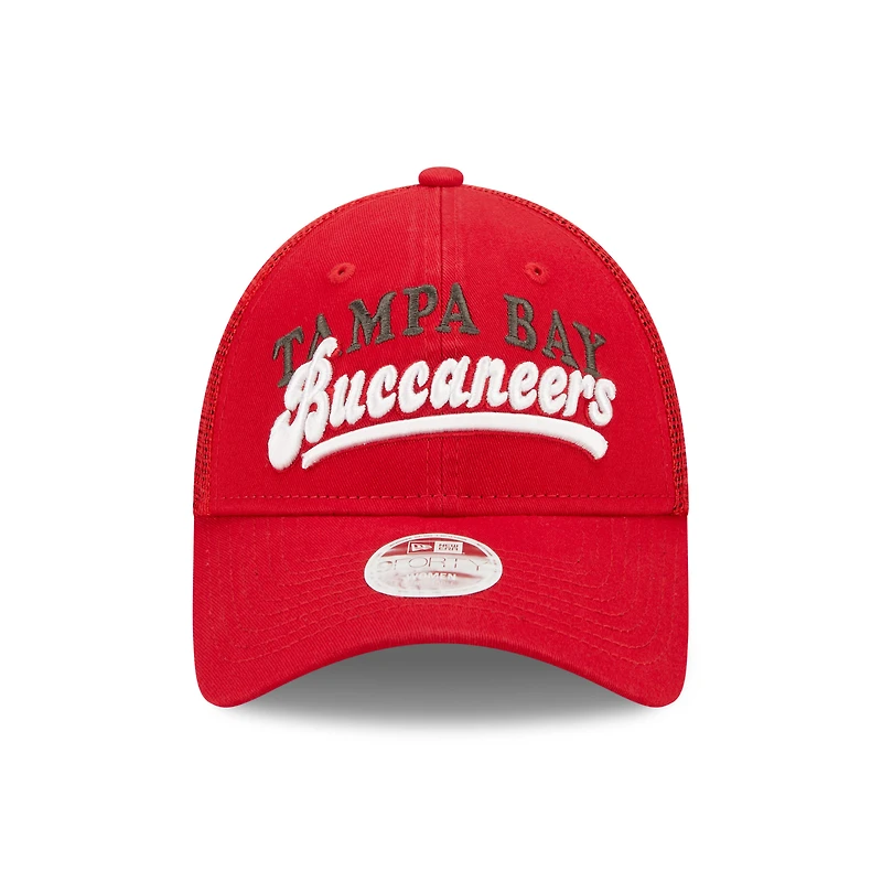 Casquette Snapback 9FORTY Team Trucker Tampa Bay Buccaneers New Era rouge pour femme
