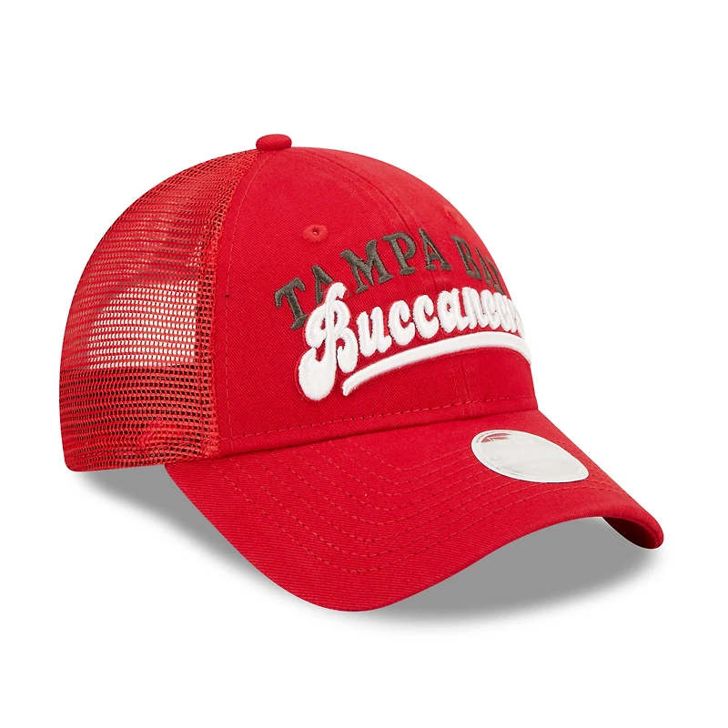 Casquette Snapback 9FORTY Team Trucker Tampa Bay Buccaneers New Era rouge pour femme