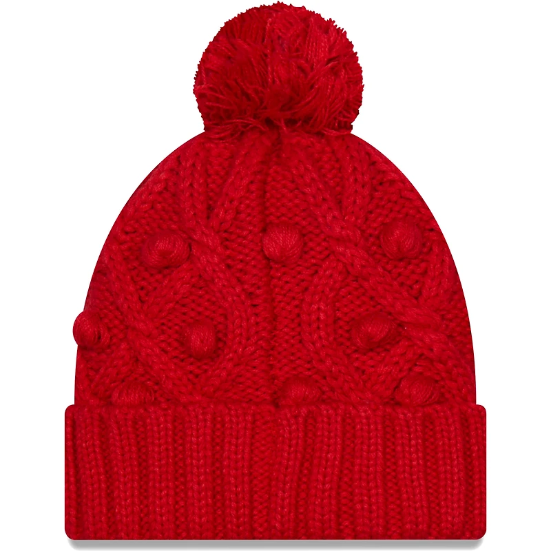Bonnet Toasty Cuffed Pom Knit Tampa Bay Buccaneers New Era pour femme - Rouge