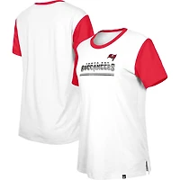 T-shirt à couleurs contrastées Third Down des Buccaneers de Tampa Bay New Era pour femme, blanc/rouge