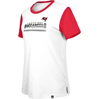 T-shirt à couleurs contrastées Third Down des Buccaneers de Tampa Bay New Era pour femme, blanc/rouge