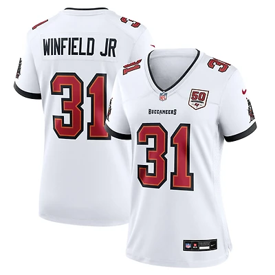 Maillot Nike Antoine Winfield Jr. blanc pour femme, écusson de la 50e saison des Tampa Bay Buccaneers