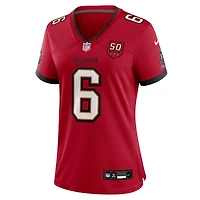 Maillot Nike Baker Mayfield rouge pour femme, équipe des Tampa Bay Buccaneers, 50e saison