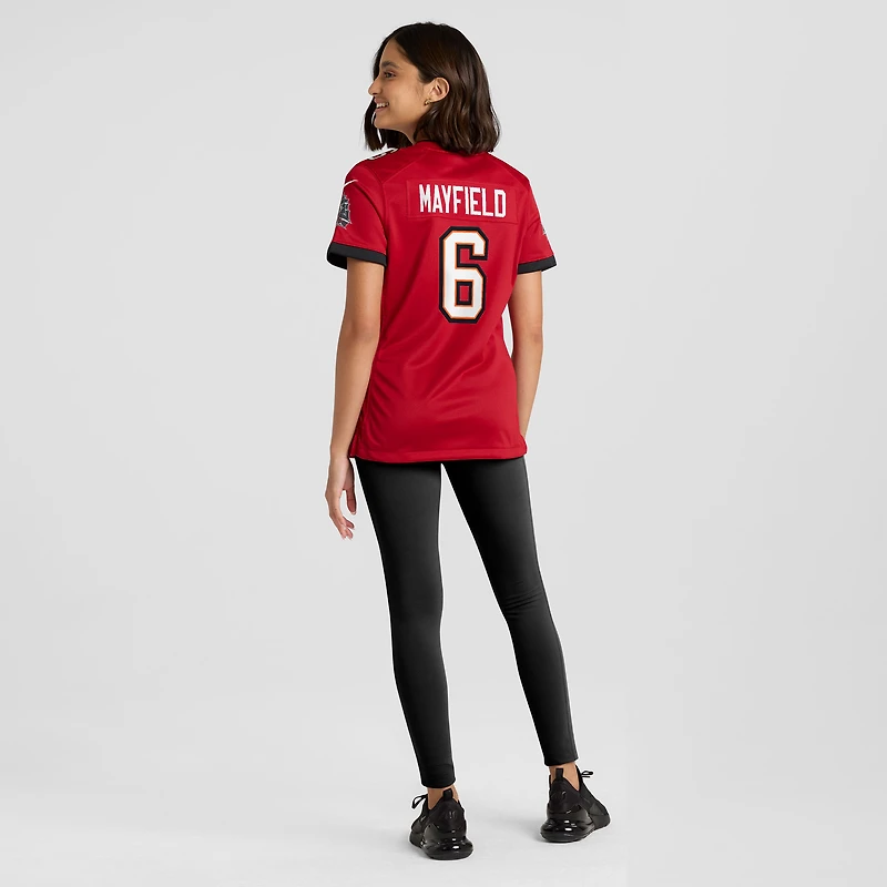 Maillot Nike Baker Mayfield rouge pour femme, équipe des Tampa Bay Buccaneers, 50e saison