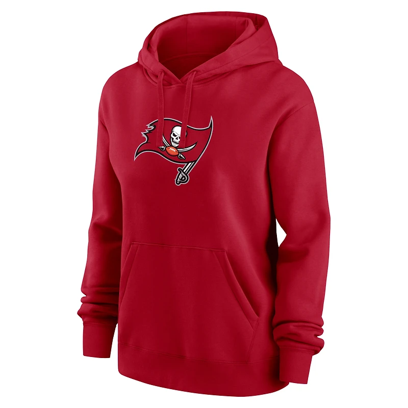 Sweat à capuche polaire Nike Baker Mayfield rouge pour femme, avec nom et numéro du joueur des Buccaneers de Tampa Bay.