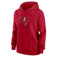 Sweat à capuche polaire Nike Baker Mayfield rouge pour femme, avec nom et numéro du joueur des Buccaneers de Tampa Bay.