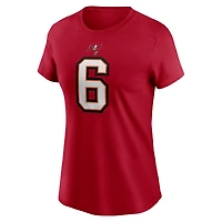 T-shirt Nike Baker Mayfield blanc pour femme avec nom et numéro des Tampa Bay Buccaneers