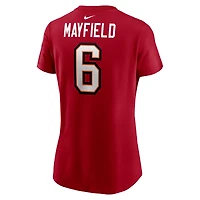 T-shirt Nike Baker Mayfield blanc pour femme avec nom et numéro des Tampa Bay Buccaneers
