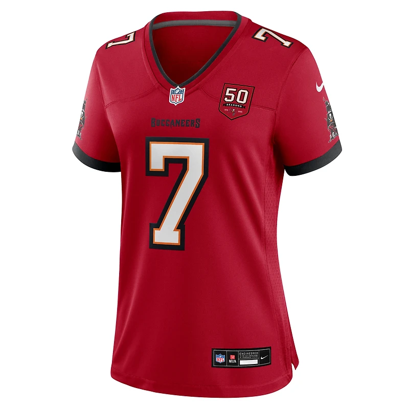 Maillot Nike Bucky Irving rouge pour femme, équipe des Tampa Bay Buccaneers, 50e saison