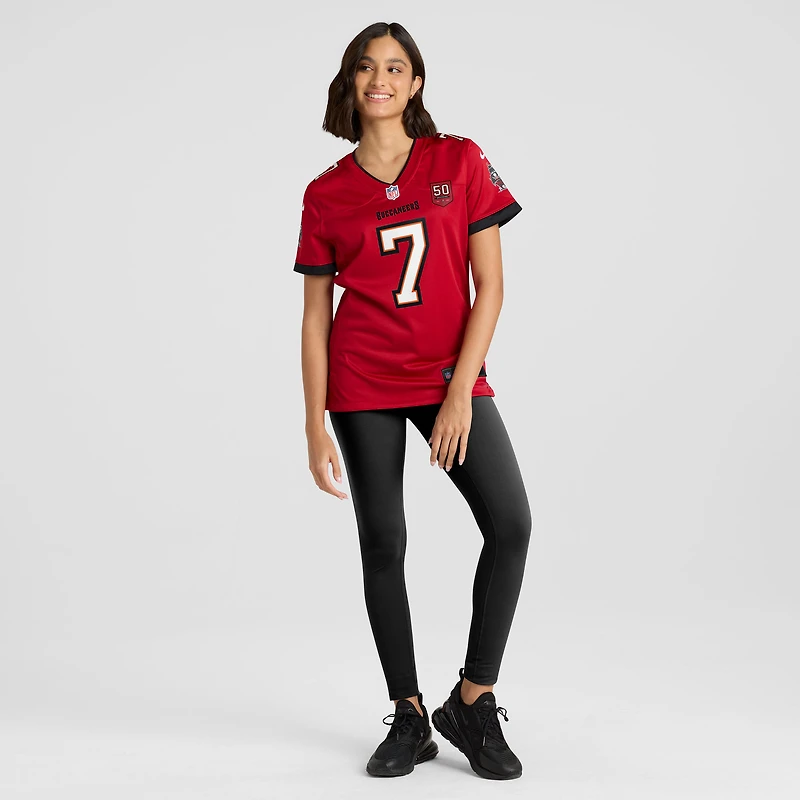 Maillot Nike Bucky Irving rouge pour femme, équipe des Tampa Bay Buccaneers, 50e saison