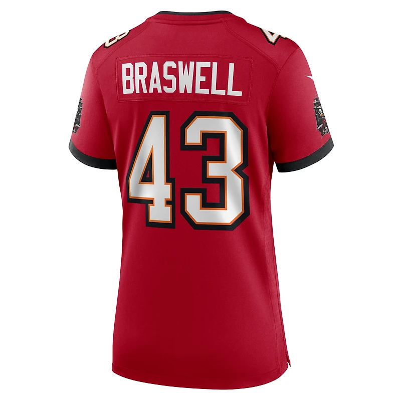 Maillot Nike Chris Braswell rouge des Tampa Bay Buccaneers pour femme