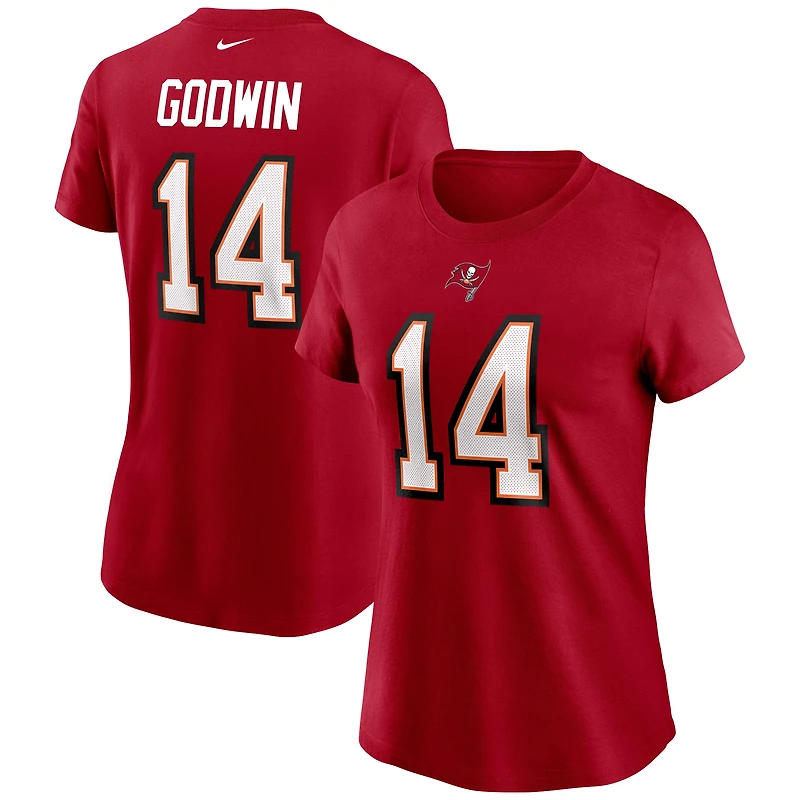 T-shirt Nike pour femme Chris Godwin rouge des Buccaneers de Tampa Bay, avec nom et numéro