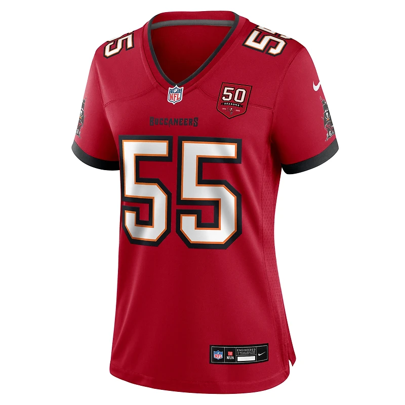 Maillot Nike Derrick Brooks rouge pour femme, 50e anniversaire des Tampa Bay Buccaneers