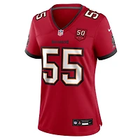 Maillot Nike Derrick Brooks rouge pour femme, 50e anniversaire des Tampa Bay Buccaneers