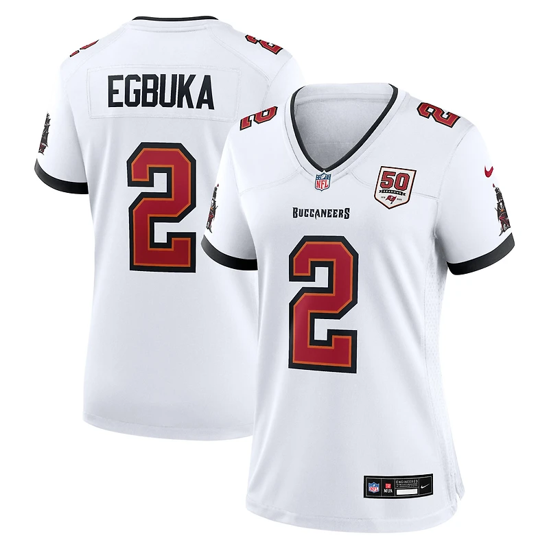Maillot de match la 50e saison des Buccaneers Tampa Bay Nike Emeka Egbuka pour femme, blanc