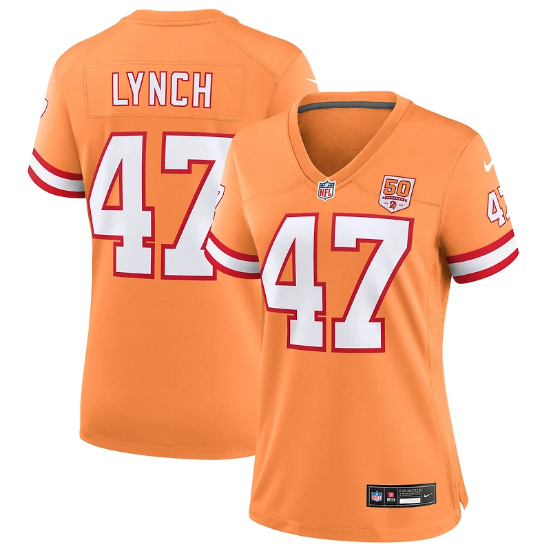 Women's Nike John Lynch Creamsicle  Tampa Bay Buccaneers 50th Season Game Jersey