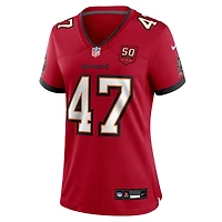 Maillot Nike John Lynch rouge pour femme, 50e anniversaire des Tampa Bay Buccaneers