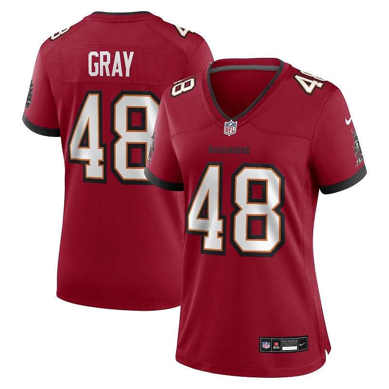 Maillot de match Nike JT gris et rouge pour femme des Buccaneers Tampa Bay