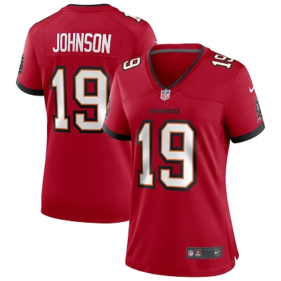 Maillot de joueur retraité Nike Keyshawn Johnson des Tampa Bay Buccaneers pour femme, rouge