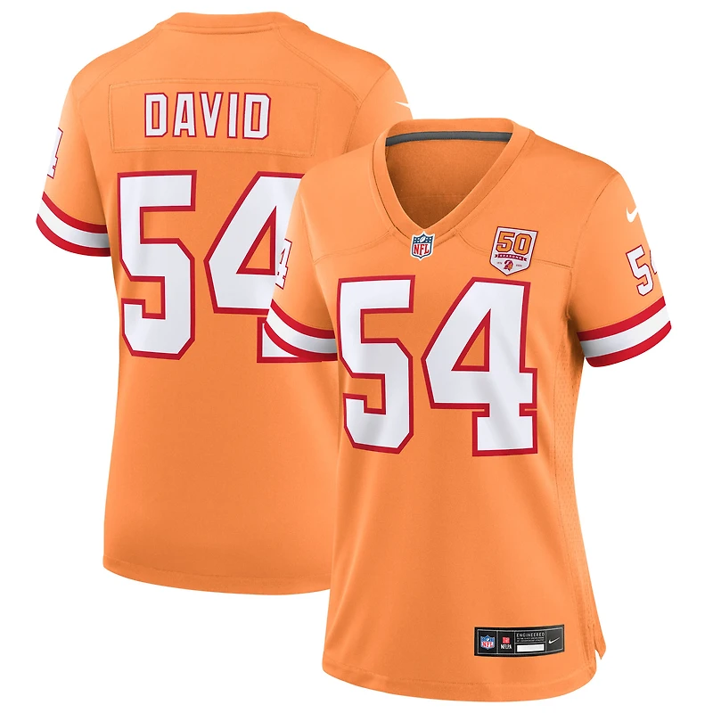 Maillot Nike Lavonte David Creamsicle pour femme, 50e saison des Buccaneers de Tampa Bay