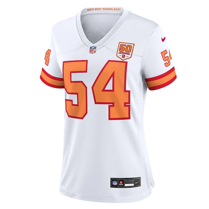 Maillot Nike Lavonte David White '76 pour femme, 50e match de la saison des Buccaneers Tampa Bay