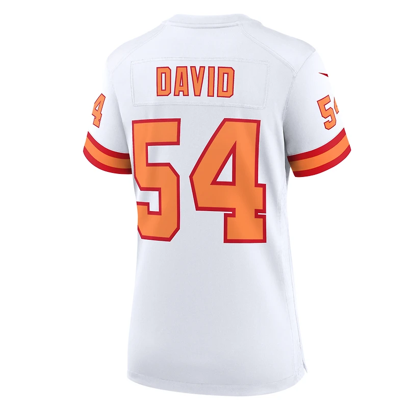 Maillot Nike Lavonte David White '76 pour femme, 50e match de la saison des Buccaneers Tampa Bay
