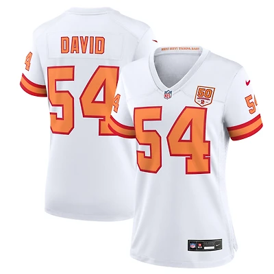 Maillot Nike Lavonte David White '76 pour femme, 50e match de la saison des Buccaneers Tampa Bay