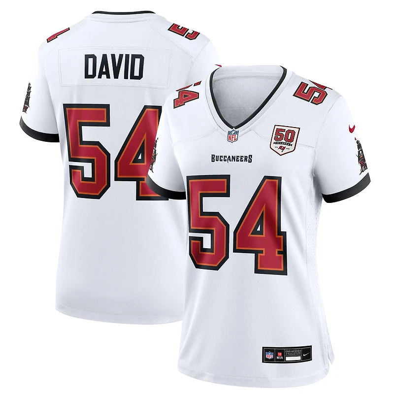 Maillot Nike Lavonte David White pour femme, 50e anniversaire des Tampa Bay Buccaneers, blanc