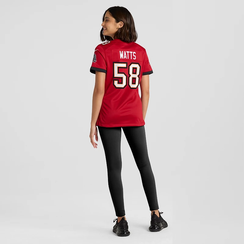 Maillot de match Nike Markees Watts pour femme, rouge, Tampa Bay Buccaneers