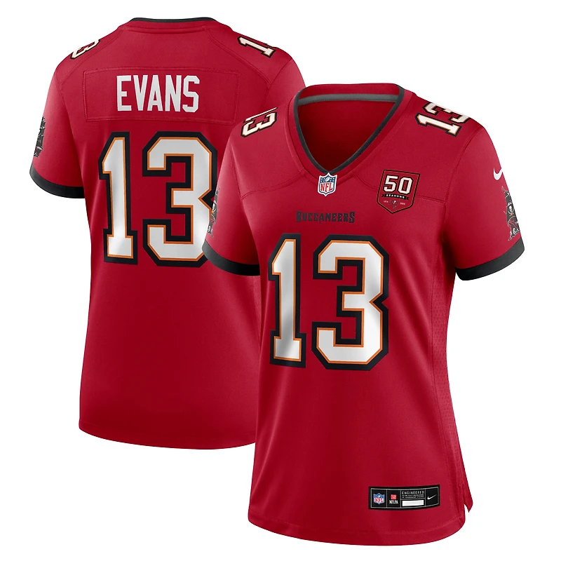 Maillot Nike Mike Evans rouge pour femme, 50e saison des Tampa Bay Buccaneers