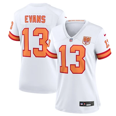 Maillot Nike Mike Evans blanc '76 pour femme, 50e match de la saison des Tampa Bay Buccaneers