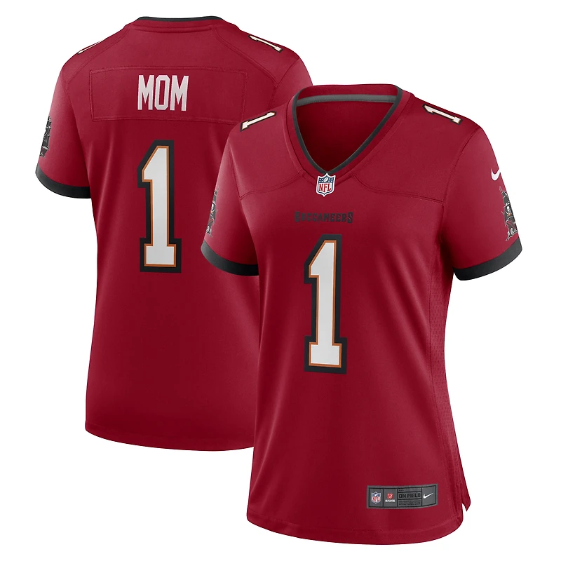Maillot de match Nike numéro 1 Mom rouge des Buccaneers Tampa Bay pour femme