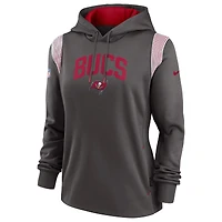 Chandail à capuchon Performance Stack Sideline des Buccaneers de Tampa Bay en étain Nike pour femme
