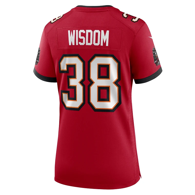 Maillot Nike Rashad Wisdom rouge pour femme des Buccaneers de Tampa Bay