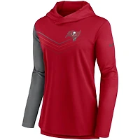T-shirt à capuche Performance manches longues Nike pour femmes, rouge/charbon chiné, Tampa Bay Buccaneers Chevron